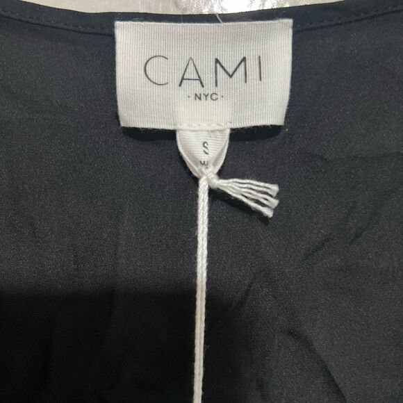 CAMI NYC Flare Lace Sleeve Silk Blouse in Black - Picture 7 of 14